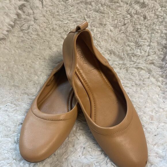 J. Crew leather tan Ballet Flats slip on shoes SZ10.5 - Picture 3 of 10